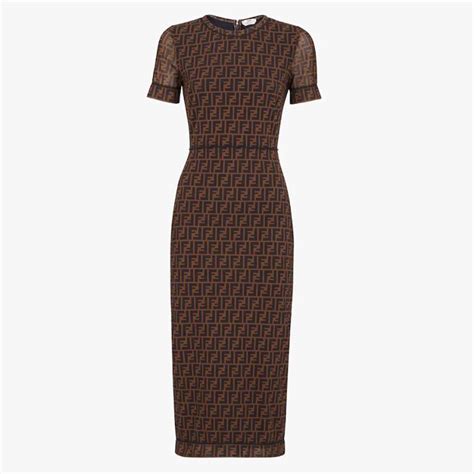 fendi brown micro mesh dress